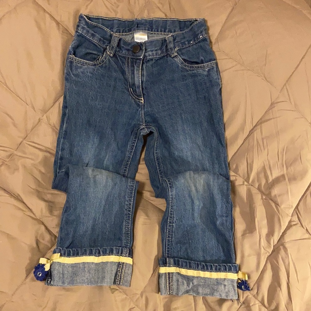 Gymboree Size 5 capris jeans with ribbon detailing